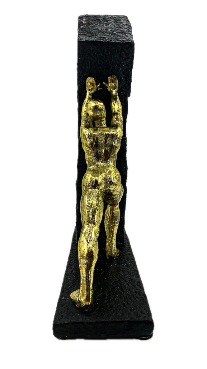 Standing Statue - Man Lifting Blocks, Home Decor Wall Plaque, Office Decor Gift, Black/Gold, 2024010118A